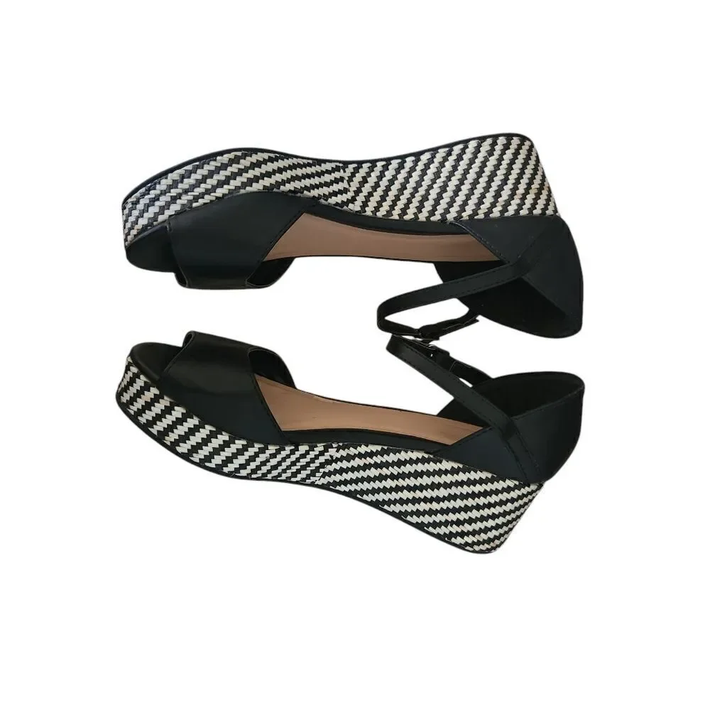 Avon Womens Pattern Wedge Peep-toe Buckle Strap Sandal Shoes Size 6
